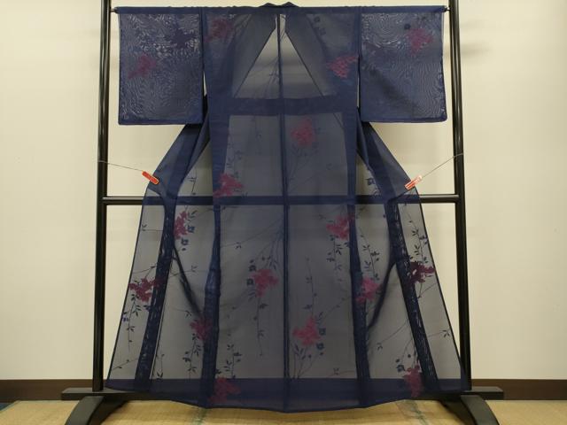 平和屋着物＊夏物　小紋　紗　枝花文　正絹　逸品　AABB5946st 平和屋着物＊夏物 小紋 紗 枝花文 正絹 逸品 AABB5946stの通販 by 平和