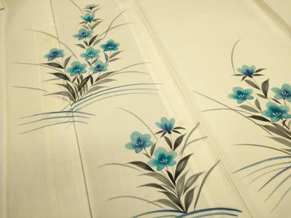 平和屋着物＊夏物 訪問着 絽 手描き 草花文 正絹 逸品 CABB2265ze