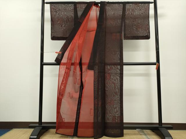 平和屋着物＊夏物　小紋　紗　幾何学文様　AABD4650jd 平和屋着物＊夏物 小紋 紗 幾何学模様 黒地 正絹 逸品 未使用 CABB2266ze
