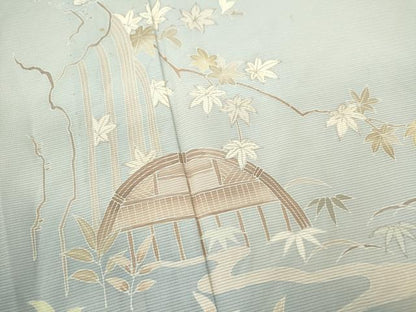 平和屋着物＊夏物 訪問着 絽 籬草花文 暈し染め 正絹 逸品 CABB2272ze