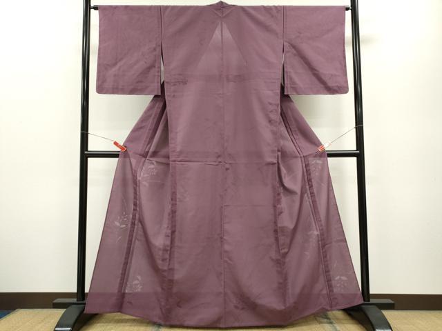 平和屋着物＊夏物　色無地　草花紋紗　二藍色　正絹　逸品　未使用　CABB2277ze