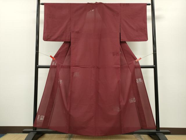 平和屋着物＊夏物　色無地　色紙重ね笹竹紋紗　葡萄色　正絹　逸品　CABB2278ze 平和屋着物＊夏物 色無地 色紙重ね笹竹紋紗 葡萄色 正絹 逸品 CABB2278ze