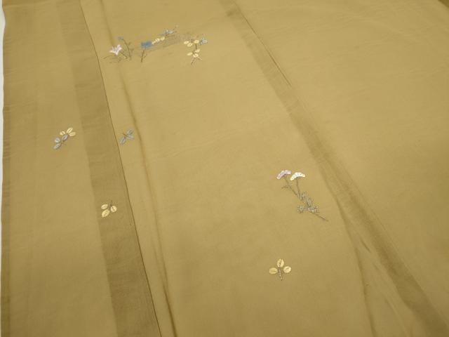 平和屋着物＊夏物 訪問着 紗紬 総刺繍 草花文 銀糸 正絹 逸品 CABB2284ze