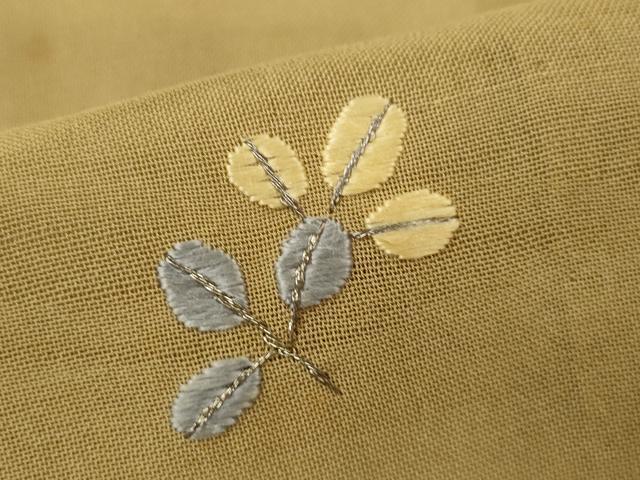 平和屋着物＊夏物 訪問着 紗紬 総刺繍 草花文 銀糸 正絹 逸品 CABB2284ze