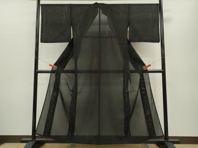 平和屋着物＊夏物 小紋 紗 吉祥文 黒地 正絹 逸品 CABB2287ze