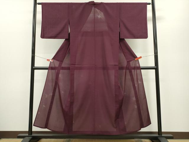平和屋着物＊夏物　色無地　吉祥紋紗　暗紅色　正絹　逸品　CABB2288ze 平和屋着物＊夏物 色無地 吉祥紋紗 暗紅色 正絹 逸品 CABB2288ze