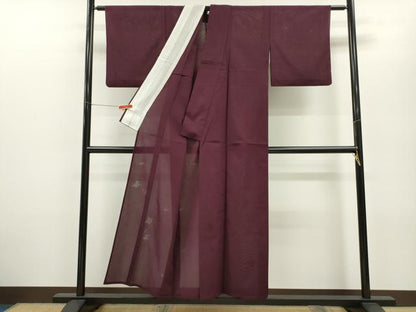 平和屋着物＊夏物 色無地 吉祥紋紗 暗紅色 正絹 逸品 CABB2288ze