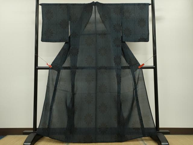 平和屋着物＊夏物 本場大島紬 夏大島 麻の葉花文 正絹 逸品 CABB2289ze