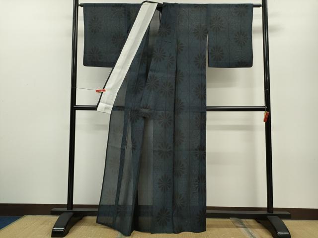 平和屋着物＊夏物　本場大島紬　夏大島　麻の葉花文　正絹　逸品　CABB2289ze 平和屋着物＊夏物 本場大島紬 夏大島 麻の葉花文 正絹 逸品 CABB2289ze