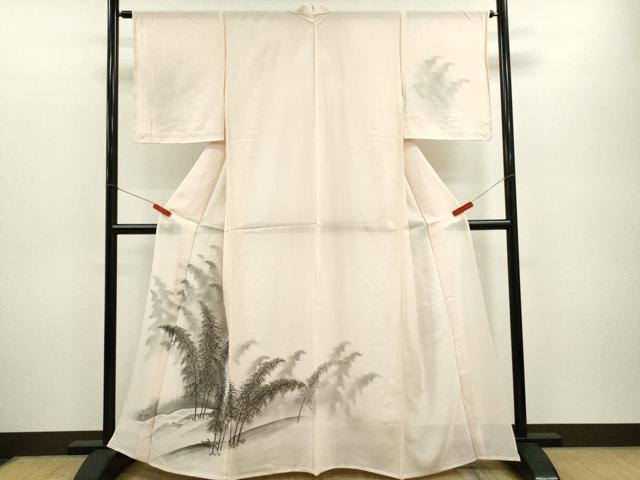 平和屋着物＊夏物 訪問着 絽 手描き 笹竹文 暈し染め 正絹 逸品 未使用 CABB2291ze