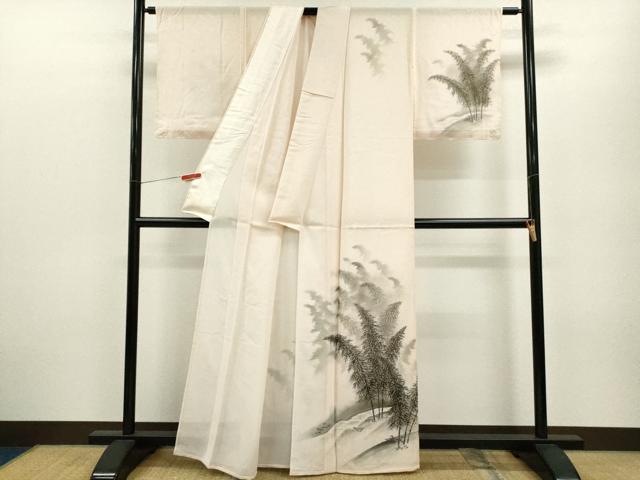 平和屋着物＊夏物 訪問着 絽 手描き 笹竹文 暈し染め 正絹 逸品 未使用 CABB2291ze