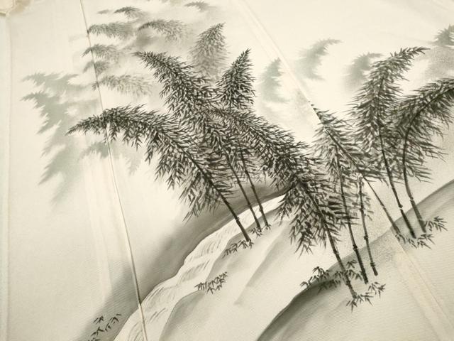 平和屋着物＊夏物 訪問着 絽 手描き 笹竹文 暈し染め 正絹 逸品 未使用 CABB2291ze