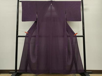 平和屋着物＊夏物 色無地 絽 紫紺色 正絹 逸品 CABB2293ze