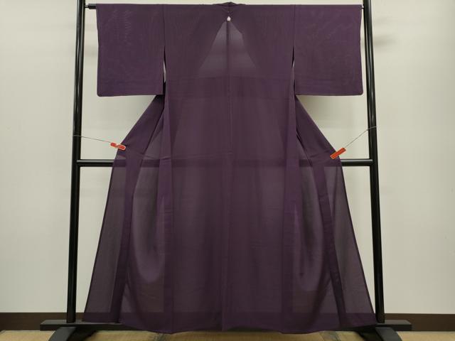 平和屋着物＊夏物 色無地 絽 紫紺色 正絹 逸品 CABB2293ze