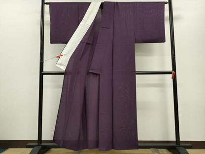 平和屋着物＊夏物 色無地 絽 紫紺色 正絹 逸品 CABB2293ze
