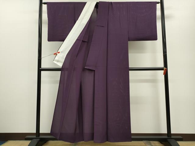 平和屋着物＊夏物 色無地 絽 紫紺色 正絹 逸品 CABB2293ze