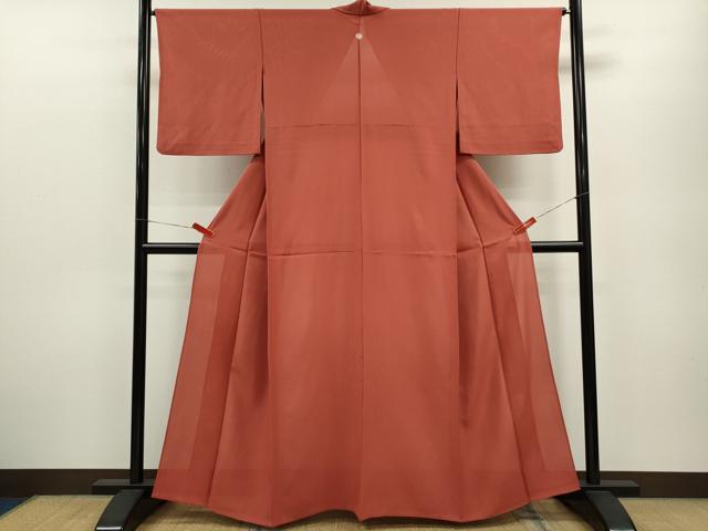 平和屋着物＊夏物 色無地 絽 赤丹色 正絹 逸品 CABB2296ze