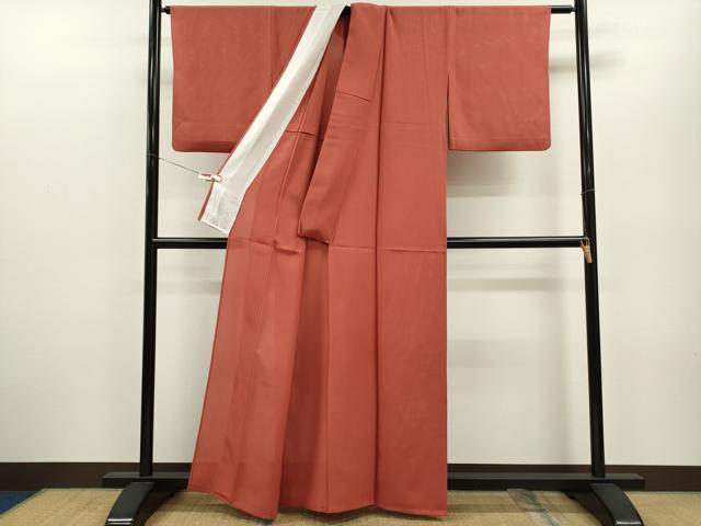 平和屋着物＊夏物 色無地 絽 赤丹色 正絹 逸品 CABB2296ze