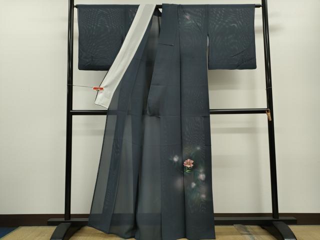 平和屋着物＊夏物　訪問着　絽　手描き　枝花文　暈し染め　金彩　正絹　逸品　CABB2297ze 平和屋着物＊夏物 訪問着 絽 手描き 枝花文 暈し染め 金彩