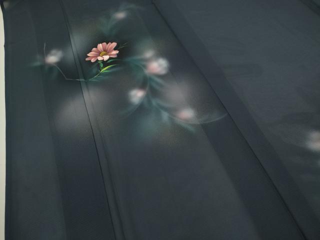 平和屋着物＊夏物 訪問着 絽 手描き 枝花文 暈し染め 金彩