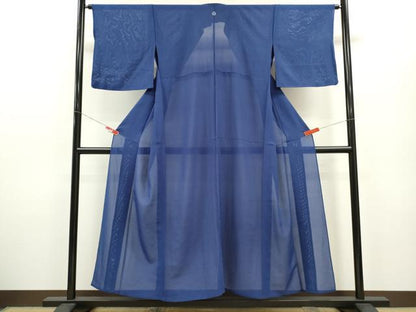 平和屋着物＊夏物 色無地 絽 瑠璃紺色 正絹 逸品 CABB2299ze