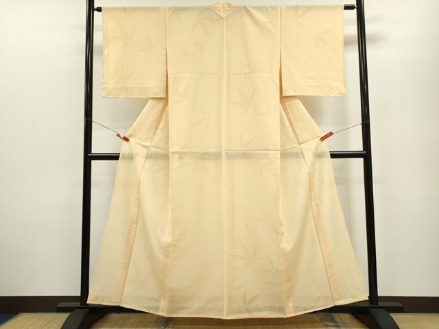 平和屋着物＊夏物　色無地　枝葉紋紗　蜂蜜色　正絹　逸品　未使用　CABB2301ze 平和屋着物＊夏物 色無地 枝葉紋紗 蜂蜜色 正絹 逸品 未使用