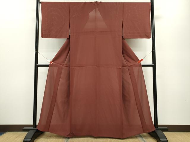 平和屋着物＊夏物 色無地 絽 錆色 正絹 逸品 CABB2307ze