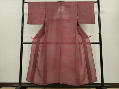 平和屋着物＊夏物 小紋 絽 暈し染め 正絹 逸品 CABB2310ze