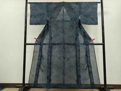 平和屋着物＊夏物 紗紬 風景草花文 正絹 逸品 CABB2311ze