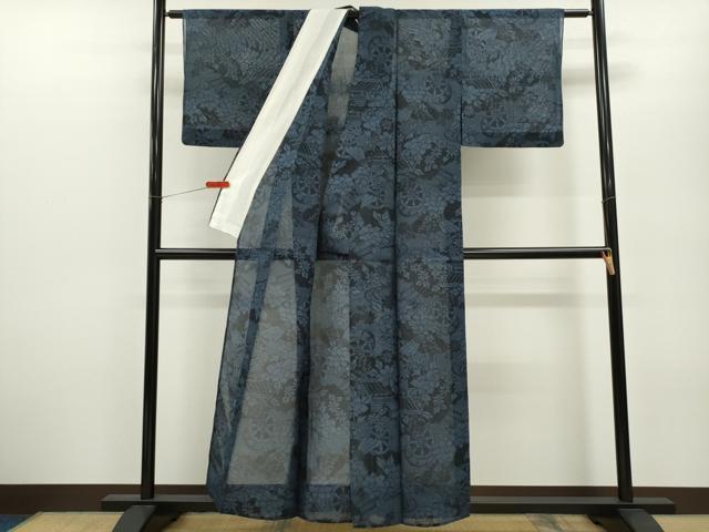 平和屋着物＊夏物 紗紬 風景草花文 正絹 逸品 CABB2311ze