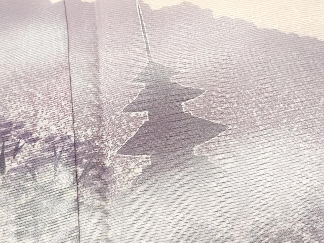 平和屋着物＊夏物　訪問着　絽　霞遠山風景文　たたき染め　正絹　逸品　未使用　CABB2312ze 平和屋着物＊夏物 訪問着 絽 霞遠山風景文 たたき染め 正絹 逸品