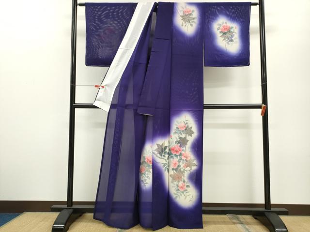 平和屋着物＊夏物 訪問着 絽 刺繍 手描き 枝花文 暈し染め 正絹 逸品 未使用 CABB2313ze