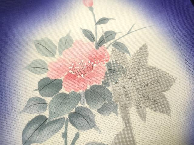 平和屋着物＊夏物 訪問着 絽 刺繍 手描き 枝花文 暈し染め 正絹 逸品 未使用 CABB2313ze