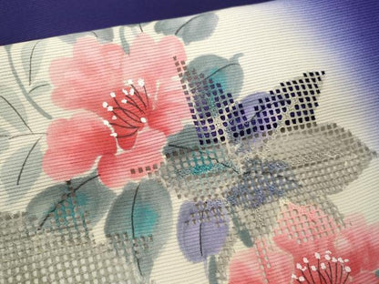 平和屋着物＊夏物 訪問着 絽 刺繍 手描き 枝花文 暈し染め 正絹 逸品 未使用 CABB2313ze