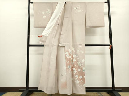 平和屋着物＊夏物 訪問着 絽 葡萄蔦の葉文 暈し染め 銀彩 正絹 逸品 CABB2314ze