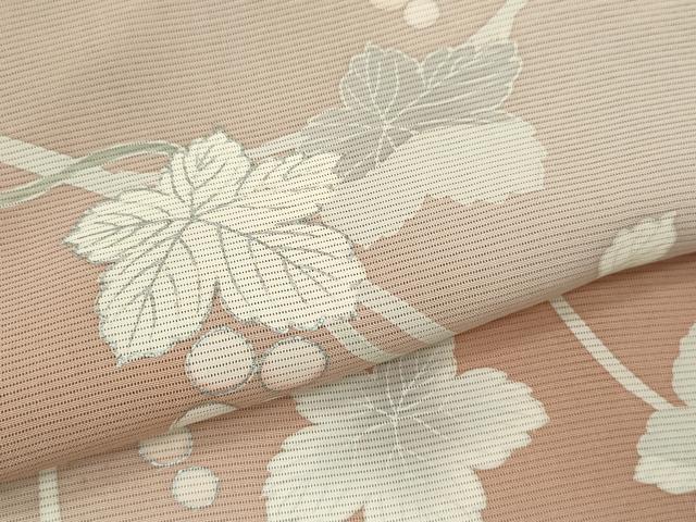平和屋着物＊夏物　訪問着　絽　葡萄蔦の葉文　暈し染め　銀彩　正絹　逸品　CABB2314ze 平和屋着物＊夏物 訪問着 絽 葡萄蔦の葉文 暈し染め