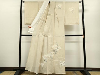 平和屋着物＊夏物 訪問着 絽 地紙枝花文 金彩 正絹 逸品 CABB2316ze