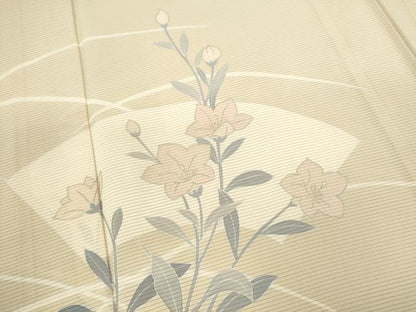 平和屋着物＊夏物 訪問着 絽 地紙枝花文 金彩 正絹 逸品 CABB2316ze