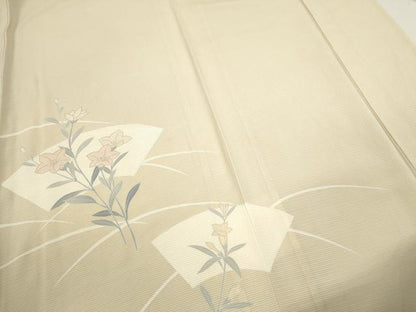平和屋着物＊夏物 訪問着 絽 地紙枝花文 金彩 正絹 逸品 CABB2316ze