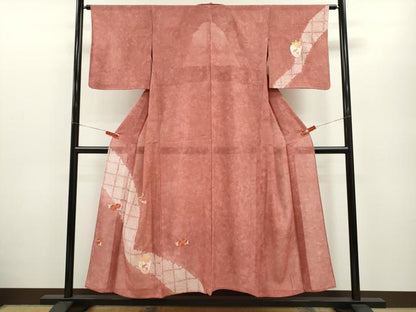 平和屋着物＊夏物　訪問着　絽　絞り　刺繍　仕覆草花文　正絹　逸品　CABB2321ze