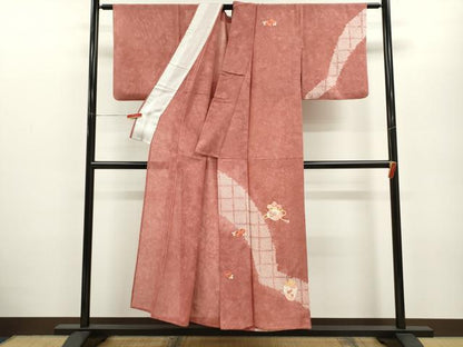 平和屋着物＊夏物　訪問着　絽　絞り　刺繍　仕覆草花文　正絹　逸品　CABB2321ze