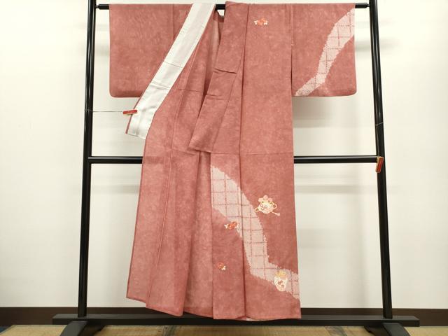 平和屋着物＊夏物　訪問着　絽　絞り　刺繍　仕覆草花文　正絹　逸品　CABB2321ze