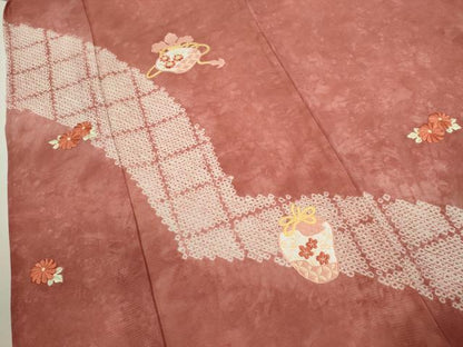 平和屋着物＊夏物　訪問着　絽　絞り　刺繍　仕覆草花文　正絹　逸品　CABB2321ze