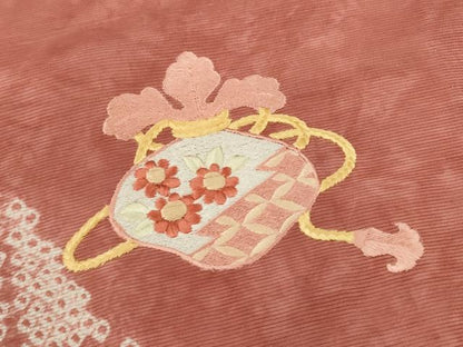 平和屋着物＊夏物　訪問着　絽　絞り　刺繍　仕覆草花文　正絹　逸品　CABB2321ze