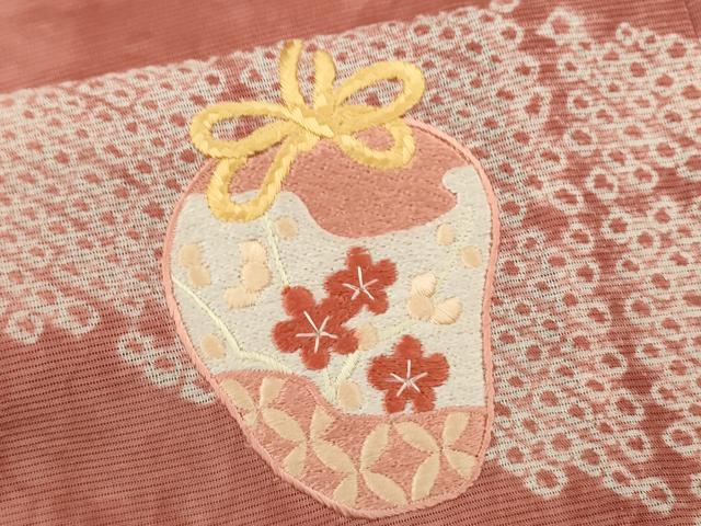 平和屋着物＊夏物　訪問着　絽　絞り　刺繍　仕覆草花文　正絹　逸品　CABB2321ze