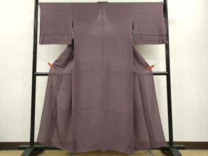 平和屋着物＊夏物 色無地 縦絽 滅紫色 正絹 逸品 CABB2322ze