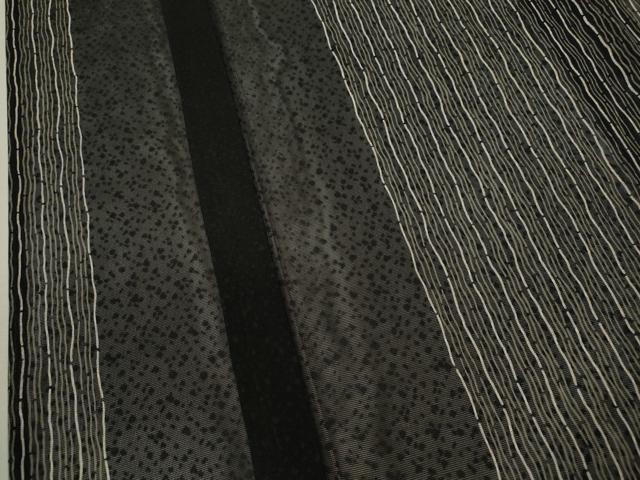 平和屋着物＊夏物 小紋 紗 縞吉祥文 黒地 正絹 逸品 CABB2323ze