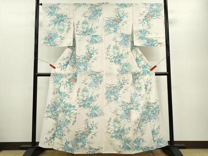 平和屋着物＊夏物 小紋 絽 草花文 暈し染め 正絹 逸品 未使用 CABB2325ze