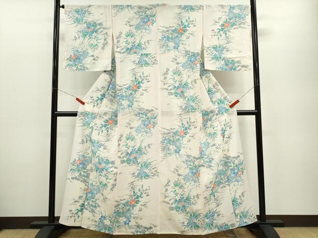 平和屋着物＊夏物 小紋 絽 草花文 暈し染め 正絹 逸品 未使用 CABB2325ze