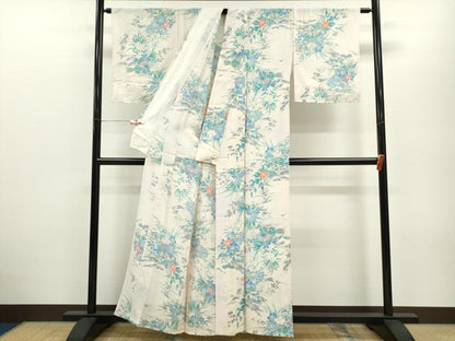 平和屋着物＊夏物 小紋 絽 草花文 暈し染め 正絹 逸品 未使用 CABB2325ze